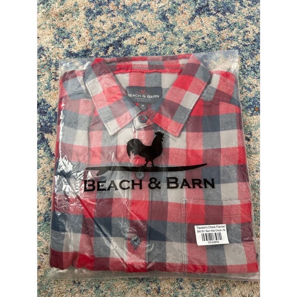 NWT BEACH & BARN men's Travelers Check Flannel long sleeve Button Up shirt
